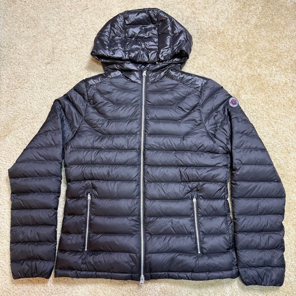 Abercrombie & Fitch Women Black Down Series Hooded Puffer Jacket Large L